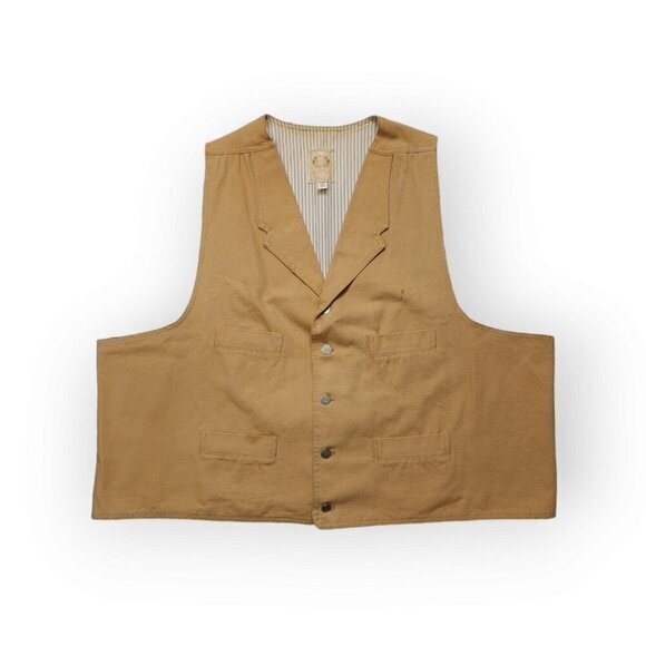 Vintage Wah Maker Frontier Western Striped Canvas‎ Vest Mens 3XL - Picture 1 of 12